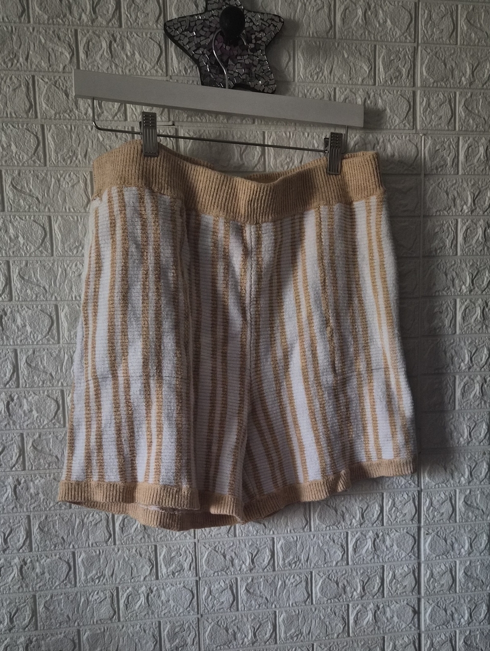 Cozy Knit Stripe Women's Shorts in Cream and Tan free people beach